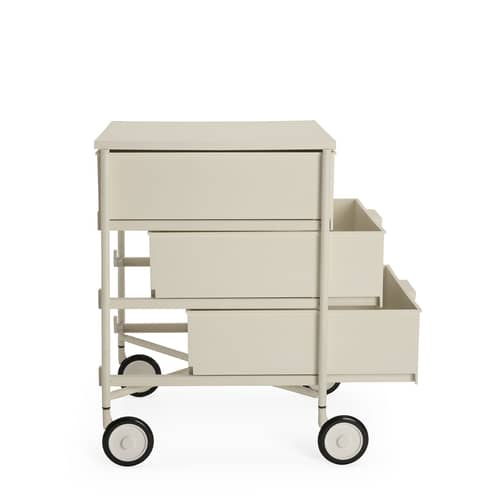 Caisson à roulettes Mobil / 3 tiroirs - Version mate/ Antonio Citterio, 1994 - Kartell - Blanc mat - Acier verni, Technopolymère thermoplastique recyclé