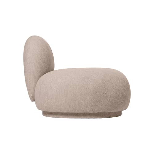 Canapé modulable Rico / Module latéral ouvert gauche - Ferm Living - Latéral ouvert gauche - Bois, Mousse, Tissu bouclé