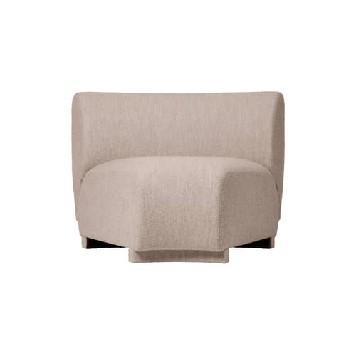 Canapé modulable Rico Small / Module angle étroit 45° - Ferm Living - Angle étroit 45° - Bois, Mousse, Tissu bouclé