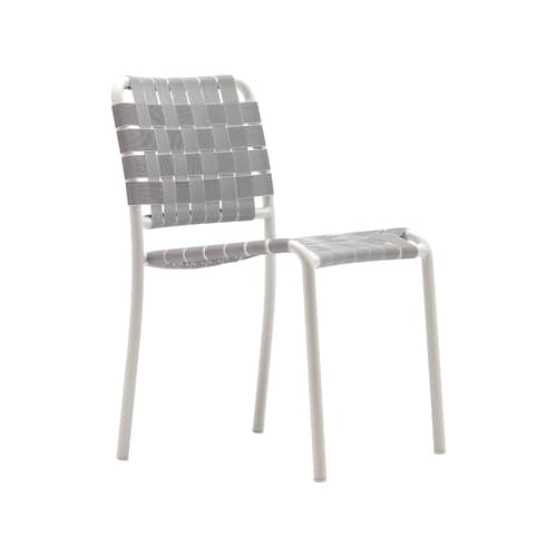 Chaise Inout 823 gris / Sangles élastiques - Gervasoni - Perle / Sangles grises - Aluminium, Sangle élastique