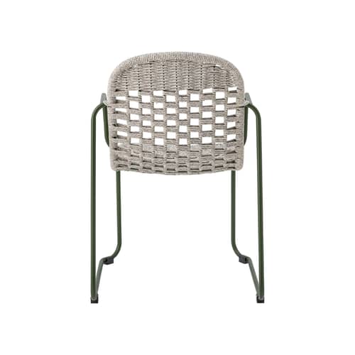 Fauteuil empilable Calana / Tressage polypropylène - Bloomingville - Gris / Vert - Corde polypropylène, Métal thermolaqué