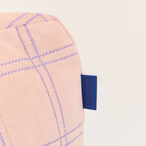 Fauteuil enfant Chelsea / Pouf - Eco-velours - NOBODINOZ - Rose & violet / Grande grille - Eco-velours, Polystyrène expansé