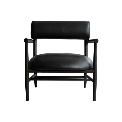 Fauteuil lounge Nama - 101 COPENHAGEN - Noir (cuir aniline) / Chêne noir - Chêne massif, Cuir aniline, Mousse
