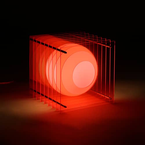 Lampada da tavolo Lop Big Square materiale plastico rosa / Vincitore del premio Archiproducts Design - BANG - Rosa - Acrilico, Inox, Vetro
