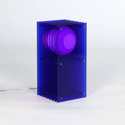 Lampe de table Lop Small Rectangle plastique bleu / Lauréat Archiproducts Design Award - BANG - Bleu - Acrylique, Inox, Verre