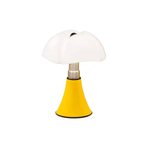 Lampe de table Minipipistrello Pop LED jaune / H 35 cm - Gae Aulenti, 1965 - Martinelli Luce - Jaune brillant - Acier inox brossé, Aluminium verni, Méthacrylate opalin