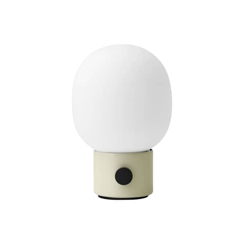 Lampe sans fil rechargeable JWDA métal verre blanc /  Ø 14,5 x H 21,5 cm - Audo Copenhagen - Blanc albâtre - Acier, Verre soufflé bouche