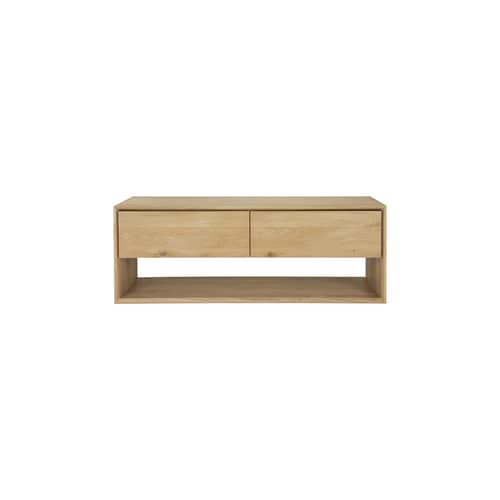 Meuble TV Nordic / L 120 x P 46 x H 45 cm - 1 tiroir + 1 porte rabattable - Ethnicraft - L 120 / Chêne - Chêne massif huilé