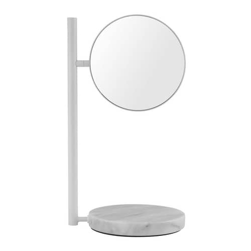Miroir à poser Pose métal marbre blanc / Miroir grossissant orientable - Normann Copenhagen - Blanc - Acier, Marbre, Verre