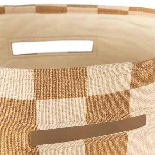 Panier Vibes tissu jaune / H 56 cm - NOBODINOZ - Moutarde & sable / Carreaux - Coton biologique, Polyester