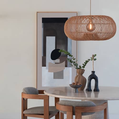 Arizona Pendant cane & fibres beige / Ø 70 cm - Rattan - GOOD&MOJO - Natural - Iron, Rattan
