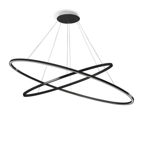 Ellisse Double LED Pendant metal black / Ø 135 cm - Nemo - Black - Extruded aluminium