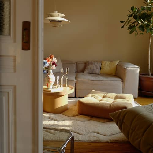 Pouf More tissu beige / 70 x 70 cm - Fabriqué à la main en Europe - KARUP DESIGN - Beige 747 - Coton, Fibres mélangées, Polyester