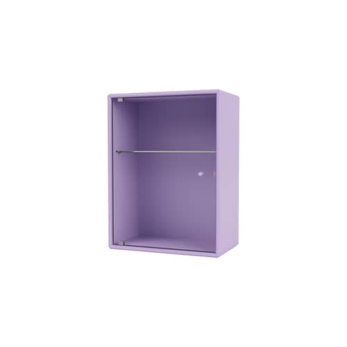 Badezimmer-Hängeschrank Ripple holz violett / B 35,4 x T 20 x H 46,8 cm - Gewelltes Glas - MONTANA - Iris 164 - Geriffeltes Glas, lackierte Holzfaserplatte