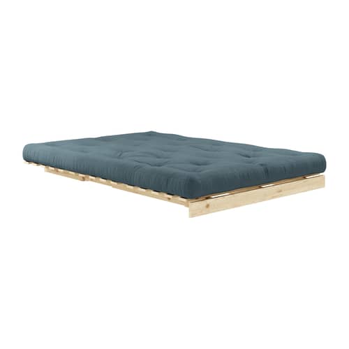 Divano convertibile Roots legno blu / L 140 cm - 3 posizioni / Struttura in pino chiaro - KARUP DESIGN - Blu petrolio 757 / Pino chiaro - Espanso, Fibre riciclate miste, Pino massello certificato FSC, Tessuto
