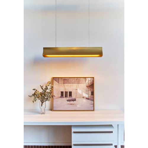 Sospensione Respiro LED oro metallo / L 90 cm - Alluminio - DCW éditions - Oro / Interno Oro - Alluminio anodizzato