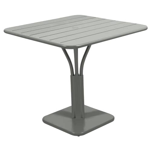 Luxembourg Square table metal green grey 80 x 80 cm / Central leg - Fermob - Rosemary - Lacquered aluminium