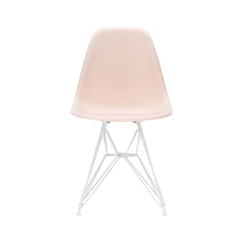 Stuhl RE DSR - Eames Plastic Side Chair plastikmaterial rosa / (1950) - Beine weiß / recycelt - Vitra - Zartrosa / Beine weiß - Epoxid-lackierter Stahl, Recycelter Kunststoff (Post-Consumer)