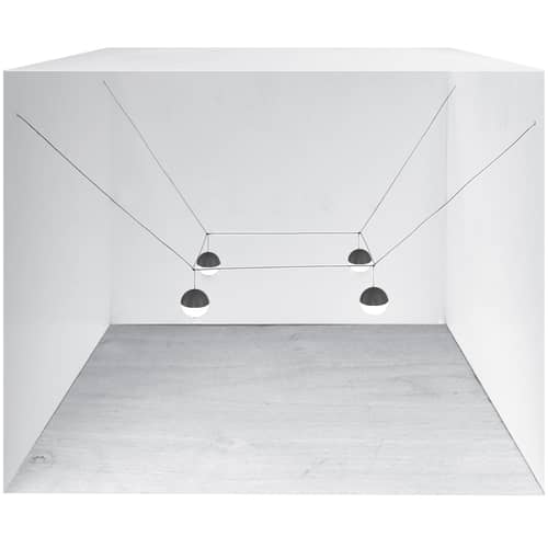 Suspension String Light Sphere LED / Câble 12 mètres - Sans module électrique - Flos - Sphère / Noir - Aluminium peint, Polycarbonate, Tissu