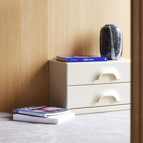 Table de chevet Chest of drawers bois beige / Rangement 2 tiroirs - L 60 x P 35 x H 35,2 cm - HK LIVING - Crème - MDF laqué