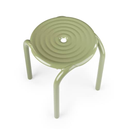 Tabouret Groove métal vert - Tom Dixon - Vert mousse - Aluminium