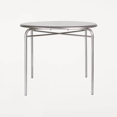Tavolo rotondo Petit Rond OUTDOOR metallo / Ø 90 cm - Frama  - Acciaio spazzolato - Acciaio inossidabile satinato