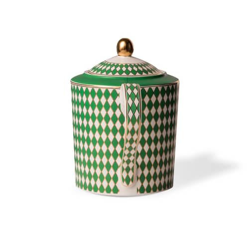 Chess Teapot ceramic green / 1.1 L - Pols Potten - Green / Gold - Enamelled china