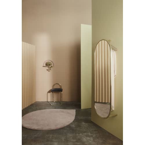 Miroir mural Angui or métal / Avec tringle intégrée - L 50 x H 145 cm / Seconde vie - AYTM - Or - Acier, Verre