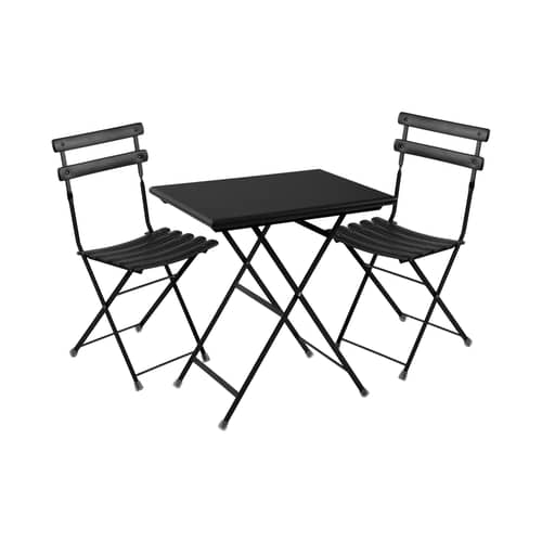 Arc en Ciel Set table & chairs - Table 70x50cm + 2 chairs by Emu - Black - Varnished steel