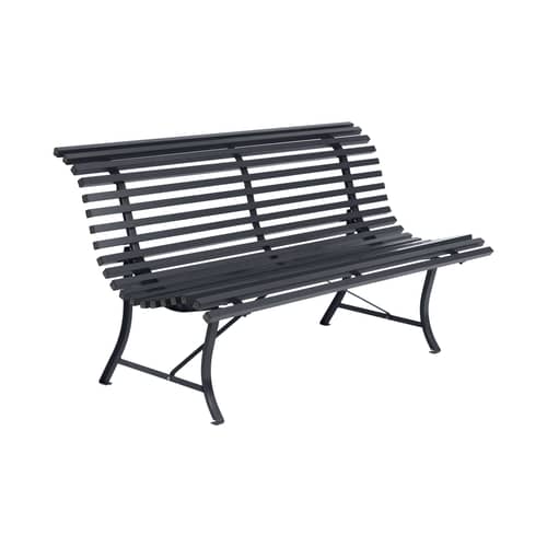 Banc avec dossier Louisiane / L 150 cm - Métal - Fermob - Carbone - Acier électrozingué