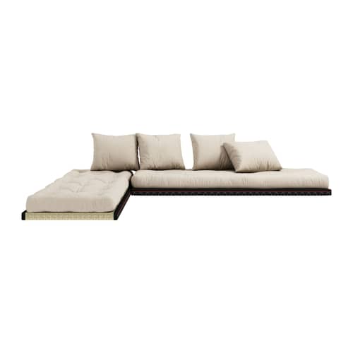 Canapé convertible Chico / Modulable - L 200 cm - KARUP DESIGN - Beige 747 - Fibres recyclées mélangées, Jonc tissé, Mousse, Paille de riz, Tissu