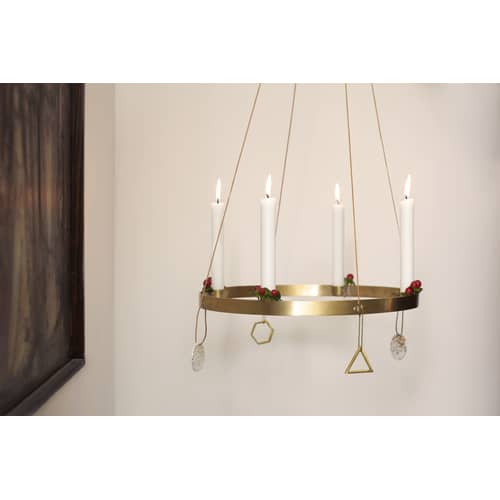 Circle Large Candelabra metal gold To suspend or to lay - Brass - Ferm Living - Gold - Brass, Leather