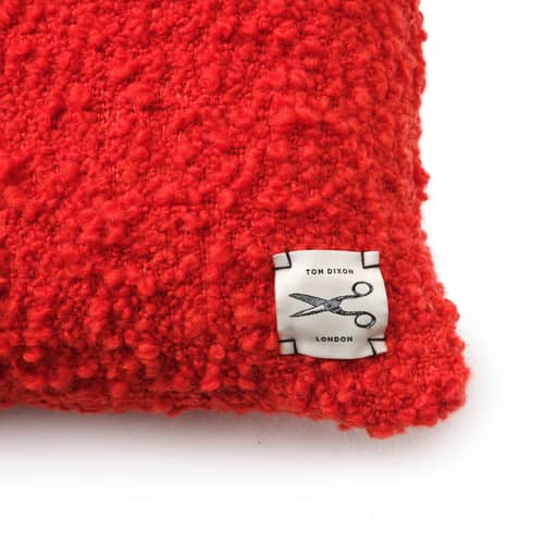 Coussin Bobble orange / Tissé main - 45 x 45 cm - Tom Dixon - Rouge orangé - Laine bouclée recyclée, Polyester recyclé