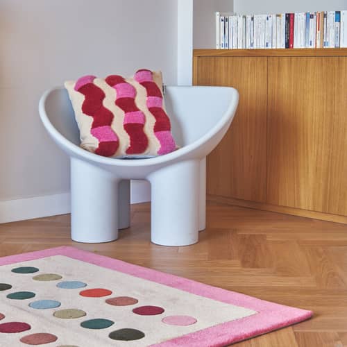 Coussin Wavy / 45 x 45 cm - Laine recyclée tissée main - COLORTHERAPIS - Wavy - Coton, Laine de Nouvelle-Zélande, Polyester