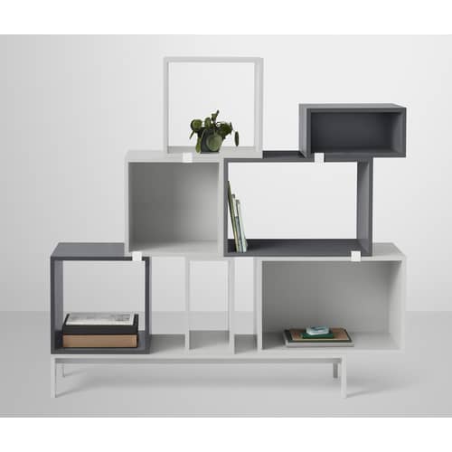 Etagère Stacked / Small rectangulaire 43x21 cm / Avec fond - Muuto - Gris - MDF peint