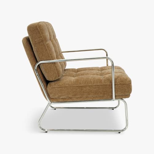Fauteuil rembourré Aurore tissu marron - NV GALLERY - Camel - Fer chromé, Mousse haute densité, Tissu