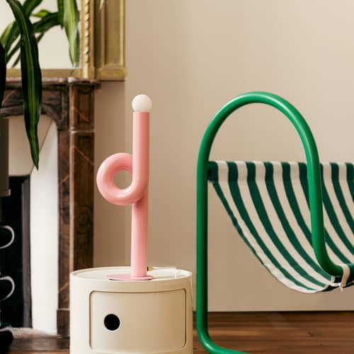 Lampe de table Mini Petite Modulation métal rose / H 45 cm - Exclusivité Made In Design / Seconde vie - Axel Chay - Rose - Acier laqué, Verre