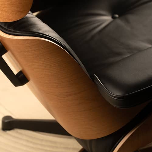 Set poltrona e poggiapiedi Lounge Chair & Ottoman pelle nero / Eames, 1956 - Vitra - Ciliegio / Nero (pelle) - Ciliegio, Multistrato curvato, Pelle, Schiuma di poliuretano