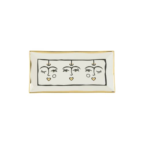Tablett Marseilles keramik weiß / Ablage – 20 x 10 cm - Jonathan Adler - Keramik-Tablett „Marseille“ / Ablage – 20 x 10 cm - Echtgold, Porzellan