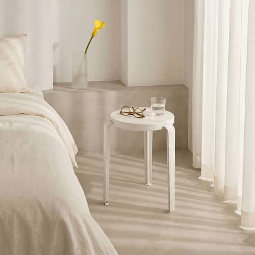 Lou Chroma Stackable stool wood white / Eco-certified wood - TIPTOE - Cream white - Eco-certified wood, Steel