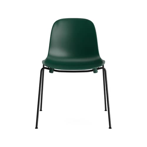 Form Stacking chair plastic material green / 4 metal legs - Normann Copenhagen - Green - Lacquered steel, Polypropylene