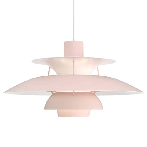 Suspension PH 5 Pastels / Ø 50 cm - Poul Henningsen, 1958 - Louis Poulsen - Monochrome rose pâle - Aluminium laqué