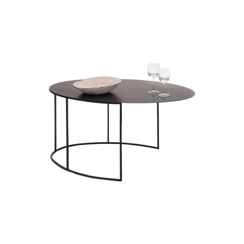 Table basse Slim Irony Ovale métal noir / 86 x 54 cm H 42 cm - Zeus - Noir cuivré - Acier