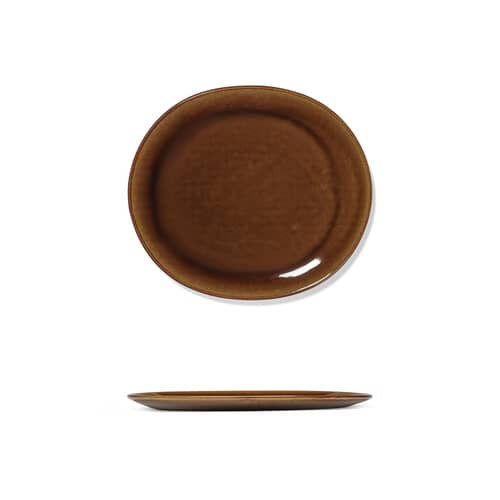 Teller Out of Lines keramik braun / Set von 2 - Ø 27,5 cm - Serax - Ocker - emaillierter Sandstein