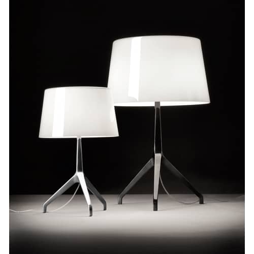Tischleuchte Lumière XXL metall glas weiß schwarz / H 57 cm - Foscarini - Weiß / Fuß chromschwarz - geblasenes Glas, klarlackbeschichtetes Aluminium