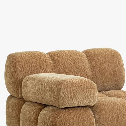 Gepolsterter Sessel Waffle textil braun / Sofa modulierbar – Austauschbare Armlehne - NV GALLERY - Camel, gekräuselt - Gewebe, High Density-Schaum