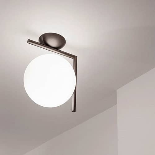 Applique IC W1 verre métal / Ø 20 cm - Michael Anastassiades, 2014 - Flos - Chromé - Acier chromé, Verre soufflé
