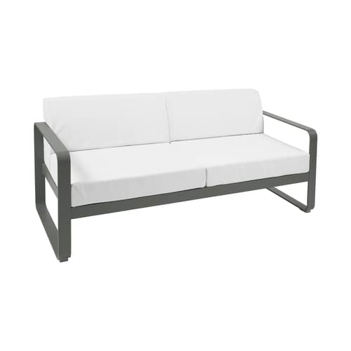 Canapé de jardin 2 places Bellevie     L 160 cm - Tissu blanc grisé - Fermob - Romarin / Tissu blanc grisé - Aluminium laqué, Mousse, Tissu acrylique