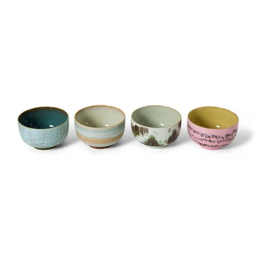 Bol 70s ceramics céramique multicolore / Set de 4 - Ø 13,5 x H 8 cm / 50 cl - HK LIVING - Modernist - Grès émaillé