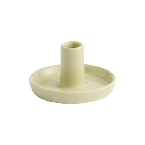 Disc XS Candle stick ceramic green / For long, thin candles, Ø 1.2 cm - Hay - Light green - Earthenware